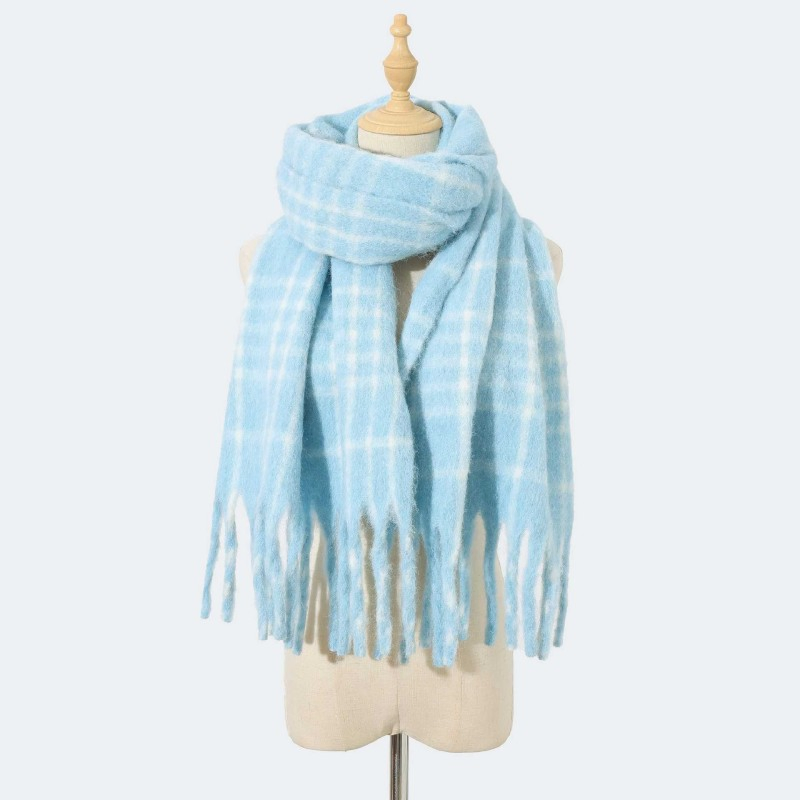 Cozy Korean Shawl with Colorful Plaid Design for Women