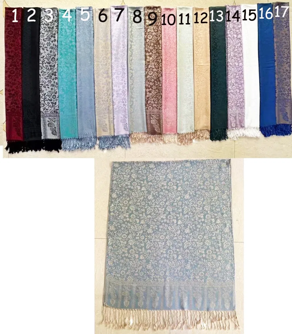 New Coming Manufacturer Jacquard Paisley Floral Soft 100%Viscose Long Pashmina Stole