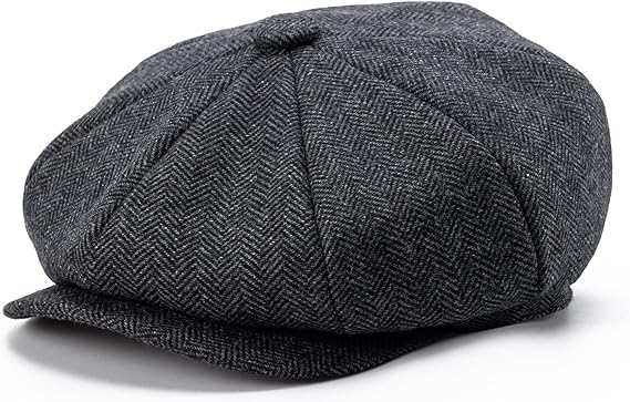 England Style Men High Quality 8 Panel Wool Blend Newsboy Flat Cap Herringbone Tweed Hat Soft Comfortable Elegant Beret Hat