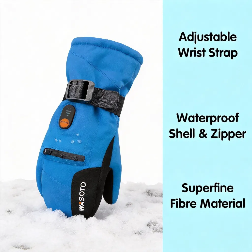 Windproof Velvet Mittens with 3000mAh Battery for Winter