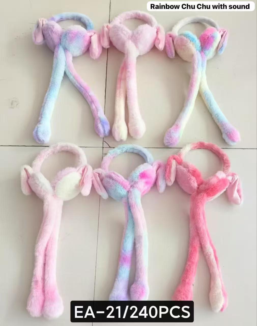 Creative Plush Rabbit Ear Muffs Soft Colorful Winter Warm Earmuffs Moving Jumping Ears Ear Protection Cover for Christmas Hats