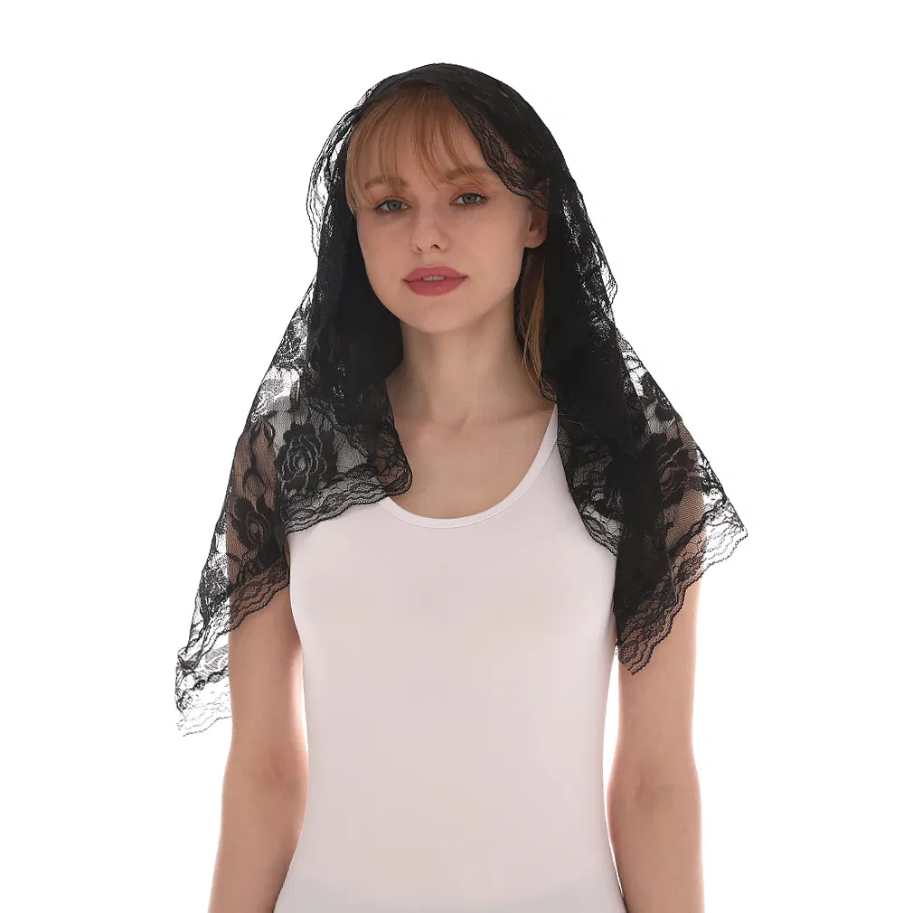 Bridal Lace Hijab Mass Prayer Headdress Veil Short Veil Shawl Single Layer Veil Shawl