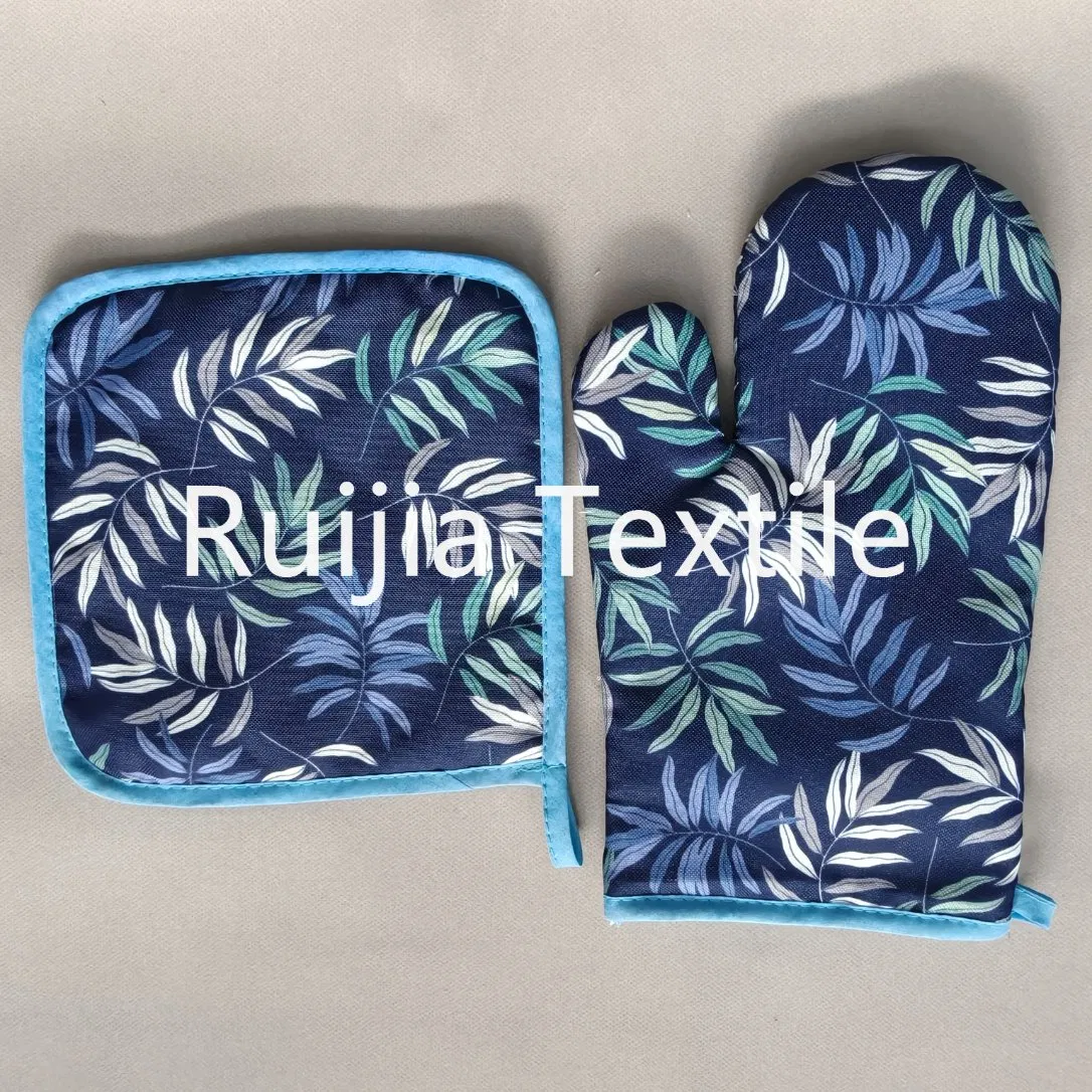 Printed Kitchen Polyester Oven Mitts &amp; Potholers Set China Factory