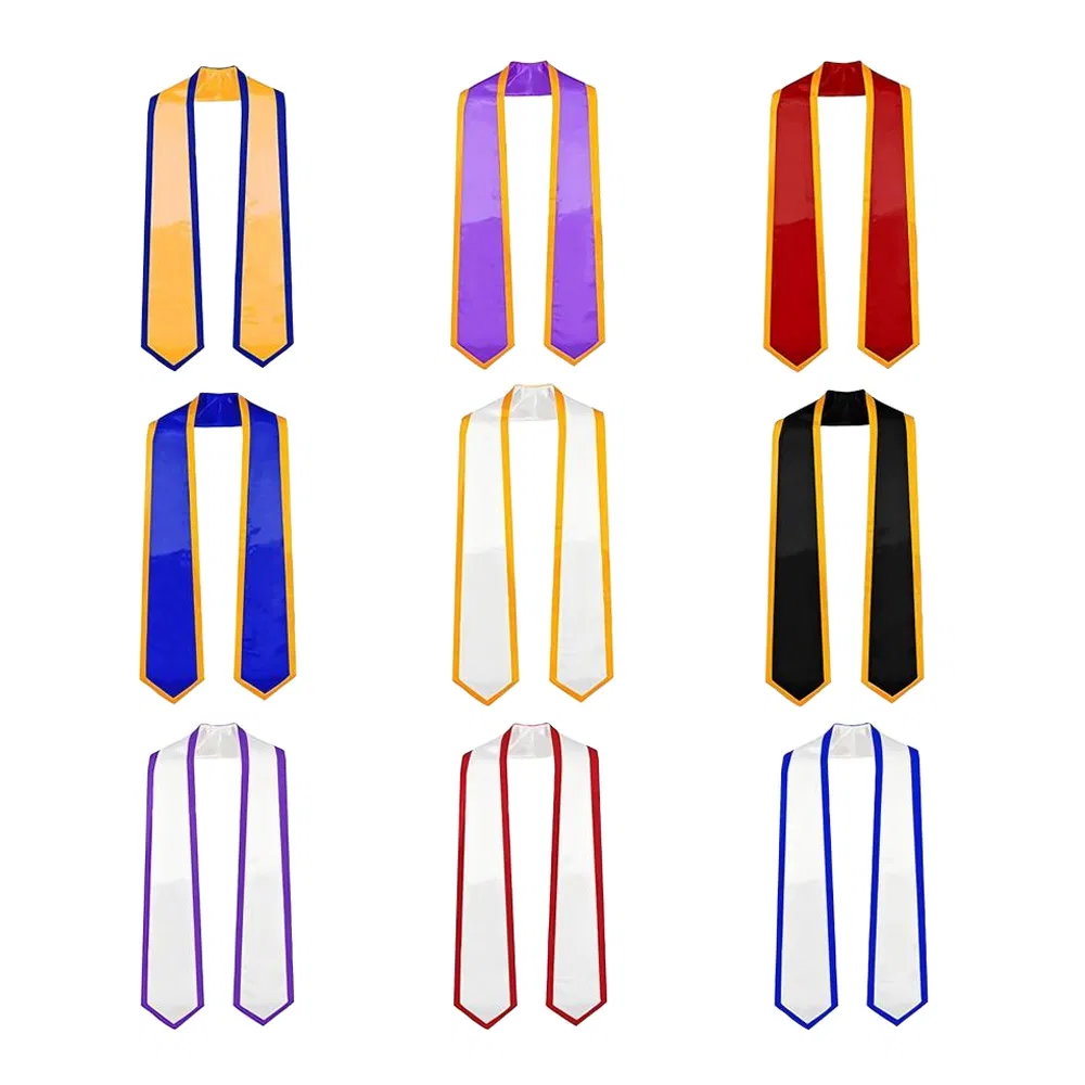 Sublimation Printed Graduation Stole Custom Logo on Lightweight Satin Fabric