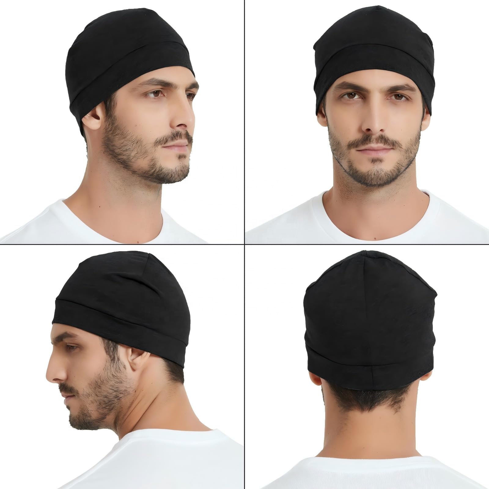 Custom logo Skull Caps Knitted Beanies Satin Lining Running Beanie Hats for Outdoors