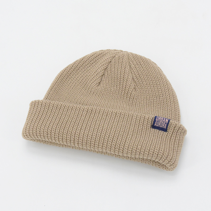 Custom Knit Cuffed Acrylic Slouchy Beanie,Streetwear Private Woven Label Logo Beanies,Fisherman Skull Hats Winter Cap
