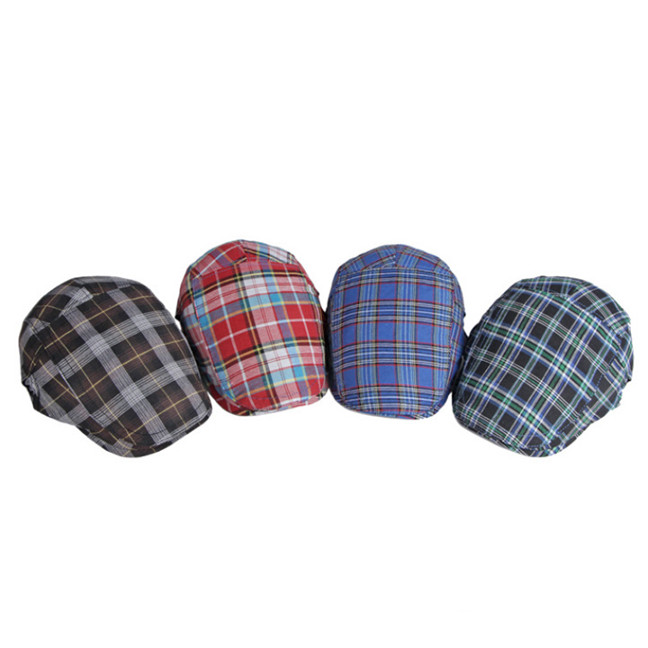 Early Summer Ins Hot Sale British Retro Plaid Newsboy Beret Cap for Unisex Outdoor Sports