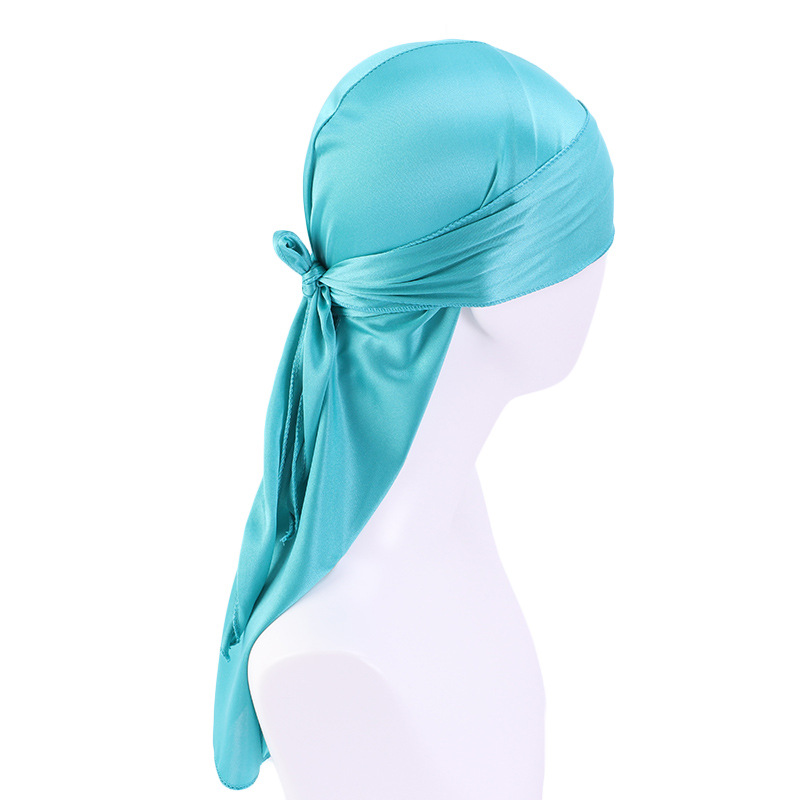 Hip Hop Thickened Men's Silky Breathable Satin Headwrap Pirate Cap Hat Bandana Du Doo Rag Long Tail Durag