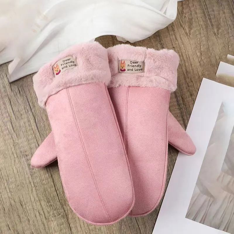 High Quality Custom Gloves Eco-Friendly Winter Mittens Fashionable Faux Suede Warm Ski Glove for Kids