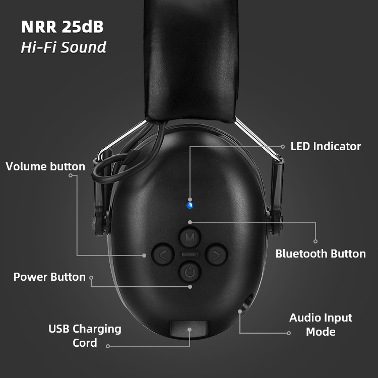 NRR Noise Insulation Bluetooth Earmuffs Wireless Audio Play Protective Ear Muff for Construction Workshop