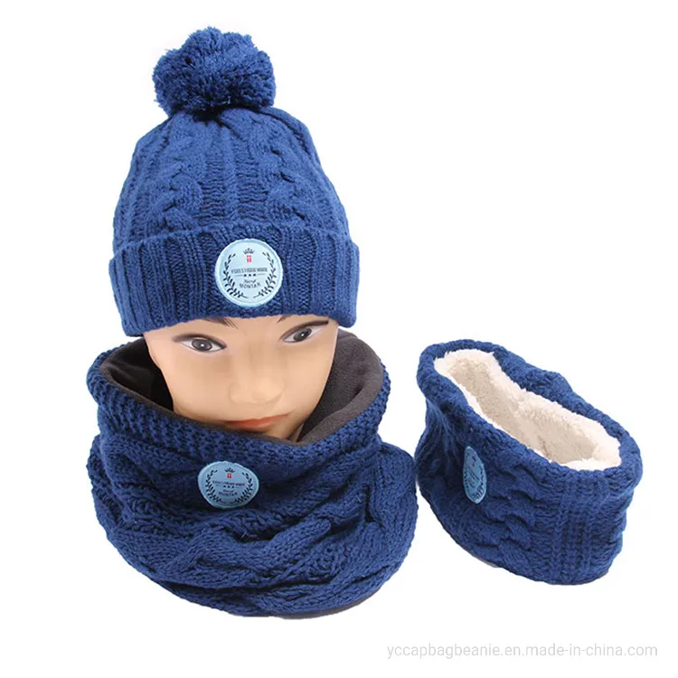 Custom Acrylic Thicker Winter Warm Cable Beanie Neckwarmer Snood Set