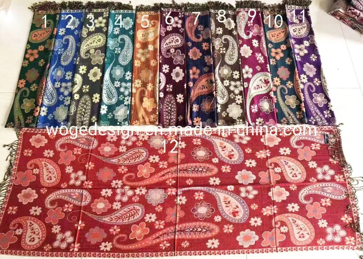 Dubai Islamic Dress Accessories Elegant Besutiful Ladies Jacquard 100%Viscose Pashmina Stole
