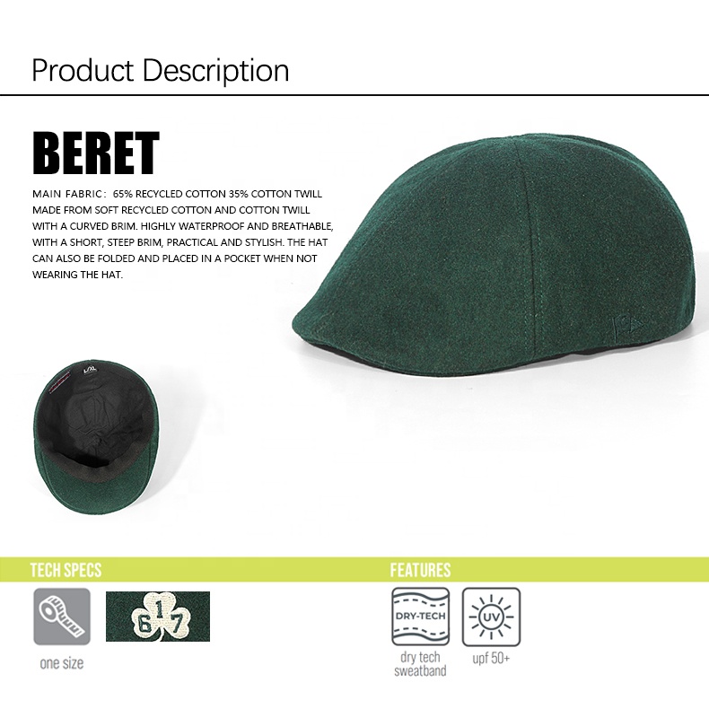 Custom logo Embroidery Berets Hat Golf Driving Flat Cap Summer Thin Classic Painter Hat Ivy Unisex Cotton Berets Caps