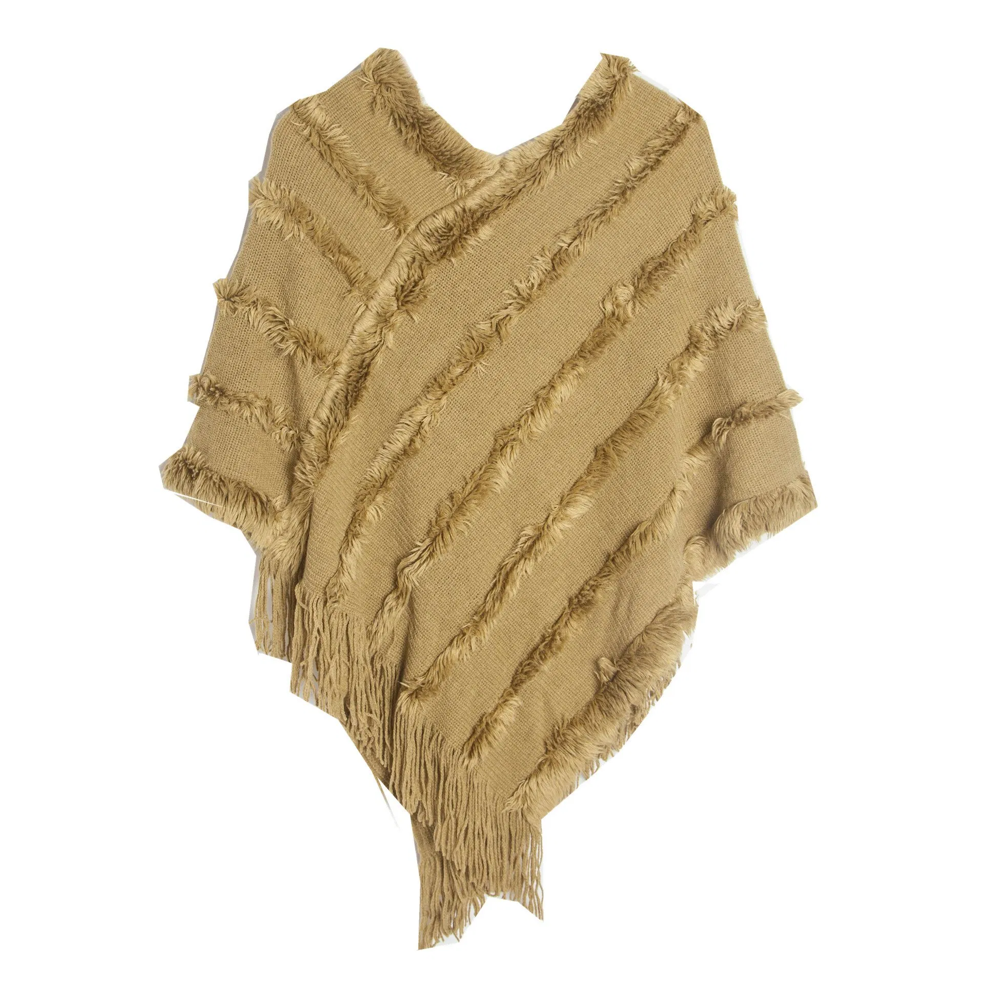 New Casual Style Ladies Comfortable Warm Outdoor Cape Women Cashmere Knit Cape Shawls