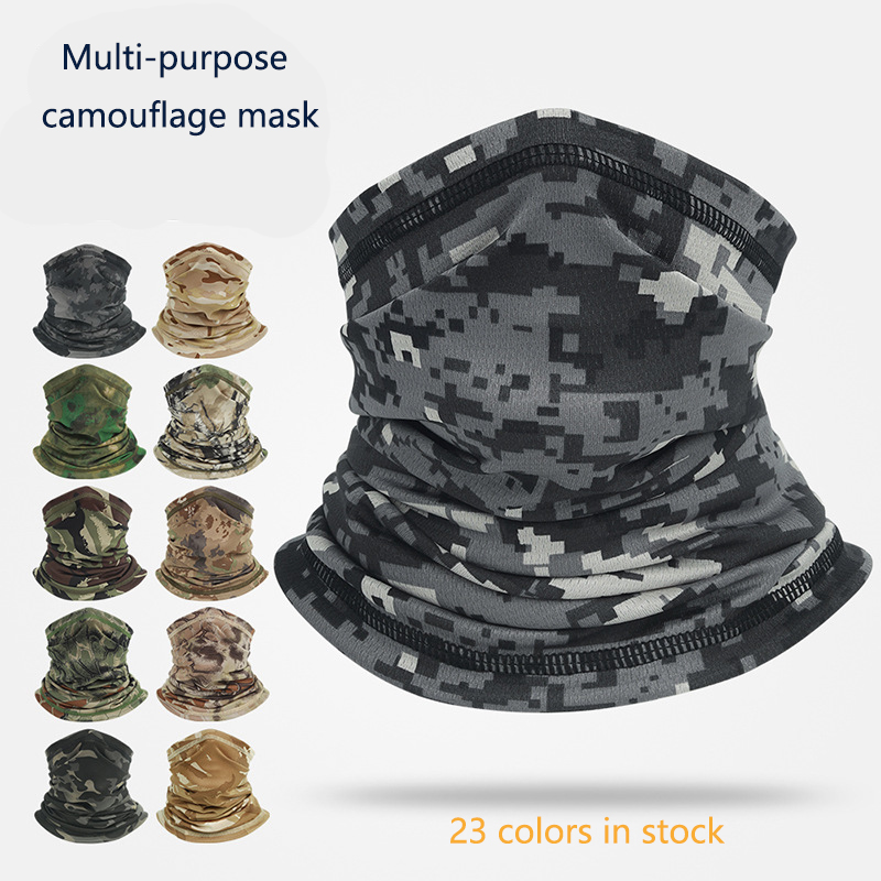 Camouflage Skull Seamless Tubular Bandana Tactical Headwrap Scarf Clown Mask Hiking Neck Gaiter Hunting Tube Face Mask