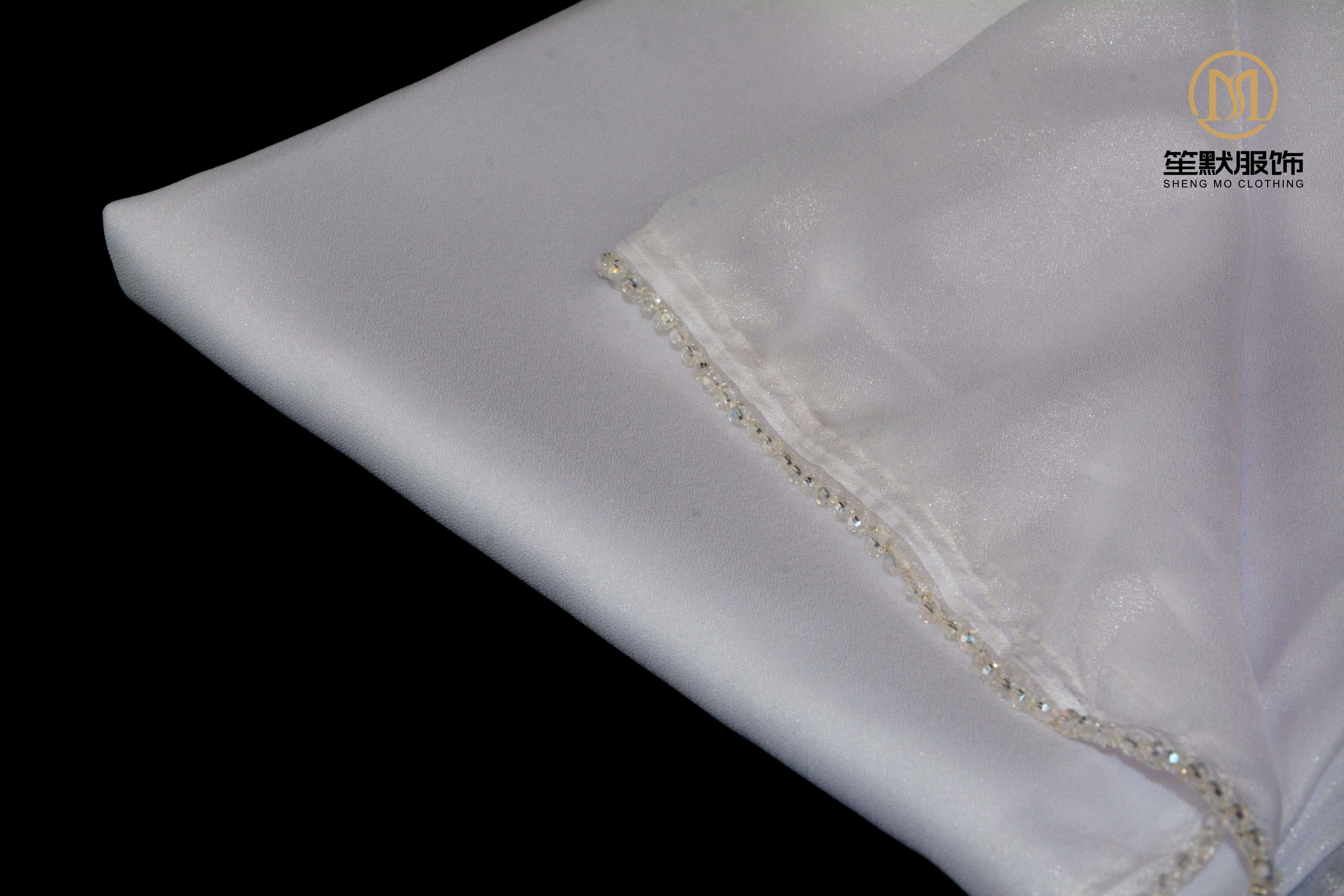 Customizable Plain Shawl Scarf with Crystal Chain Design