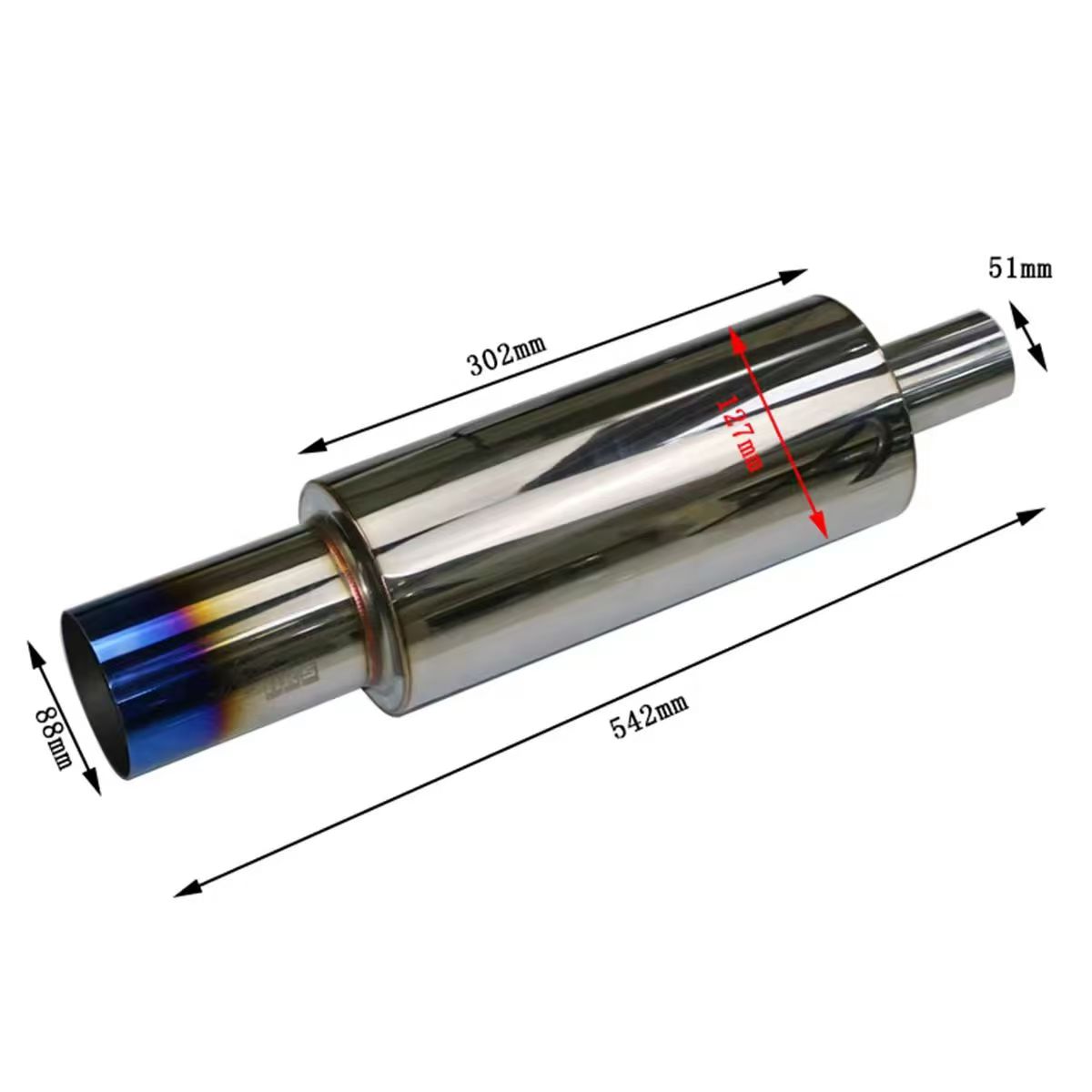 304 Stainless Steel Muffler High Quality Inline Drum Silencer for Automotive &amp; Motorcycle Exhaust System