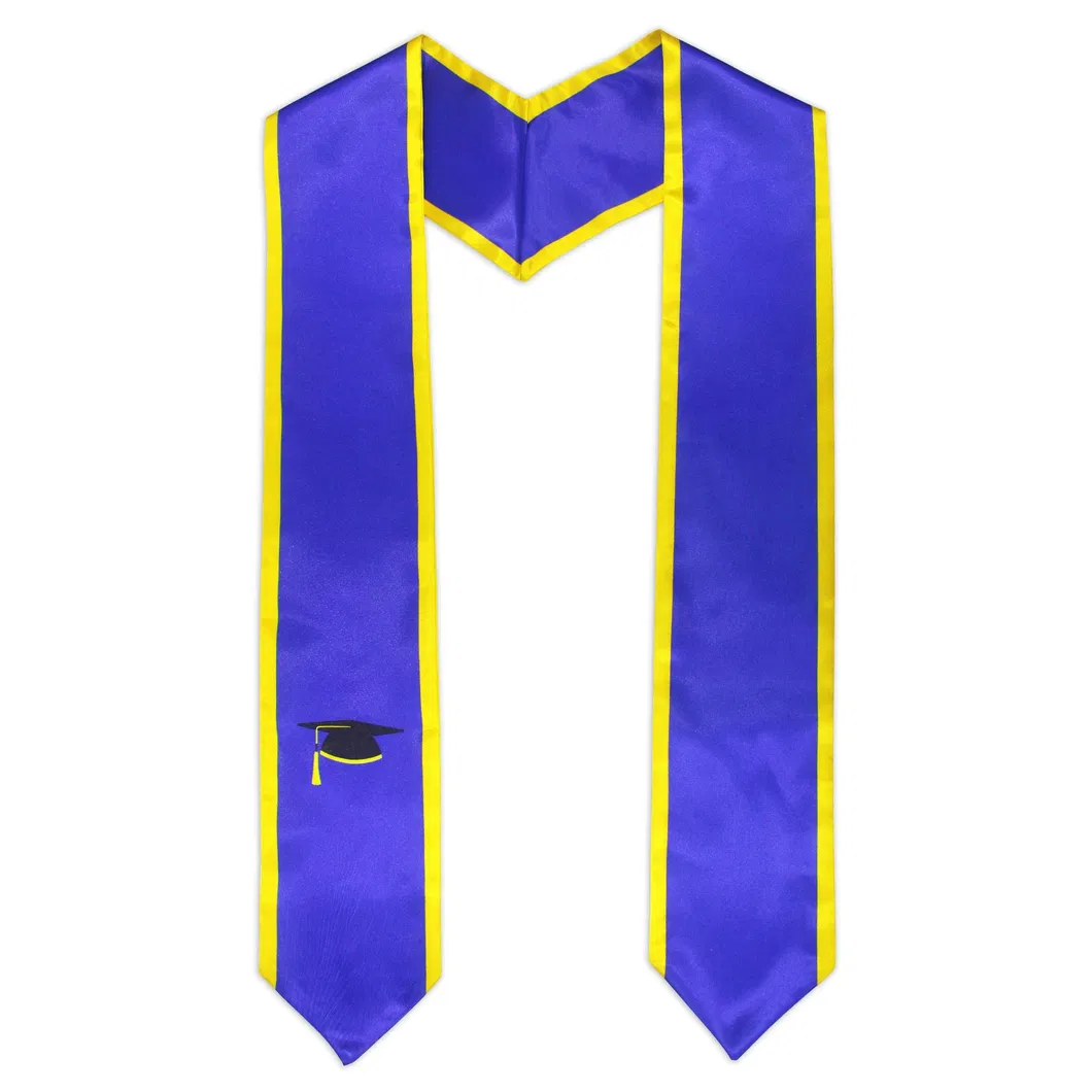 Customized High Quality Pointed V-Shaped Ribbon Graduation Stole Details
