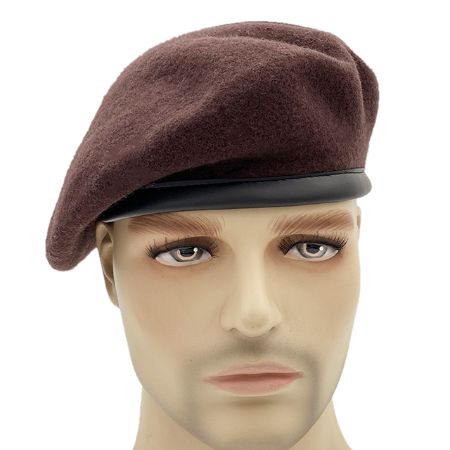 Factory Custom Embroidery Logo Men Tactical Wool Berets High Quality Leather Sweatband Vintage School Kids Child Beret for Women