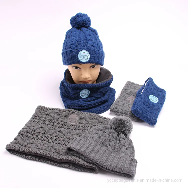 Custom Acrylic Thicker Winter Warm Cable Beanie Neckwarmer Snood Set