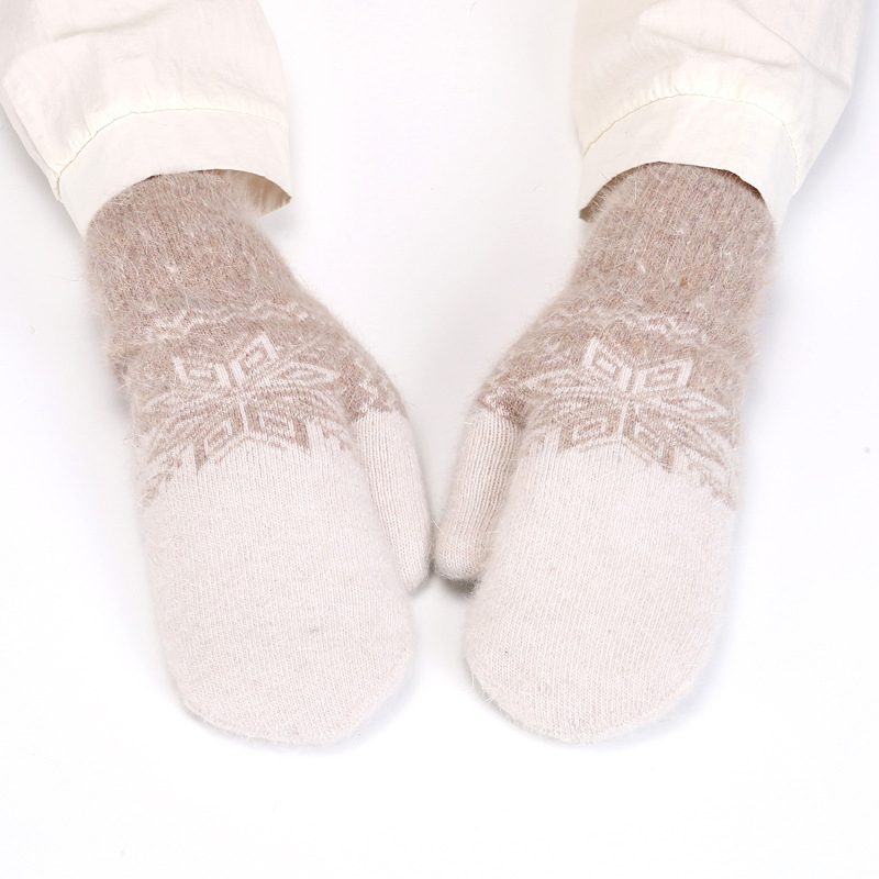 Winter Warm Mittens for Outdoor Cycling Cute Versatile Cold Weather Fleece Lined Knit Jacquard Thickened Mittens