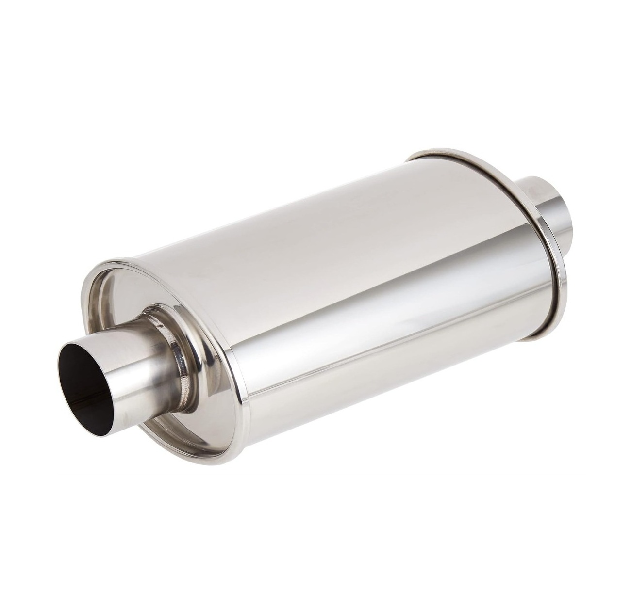 Performance Resonator, 2'' 3'' Inlet &amp; Outlet 14" Overall Length Universal Muffler, 304 Stainless Steel Oval Muffler Shape