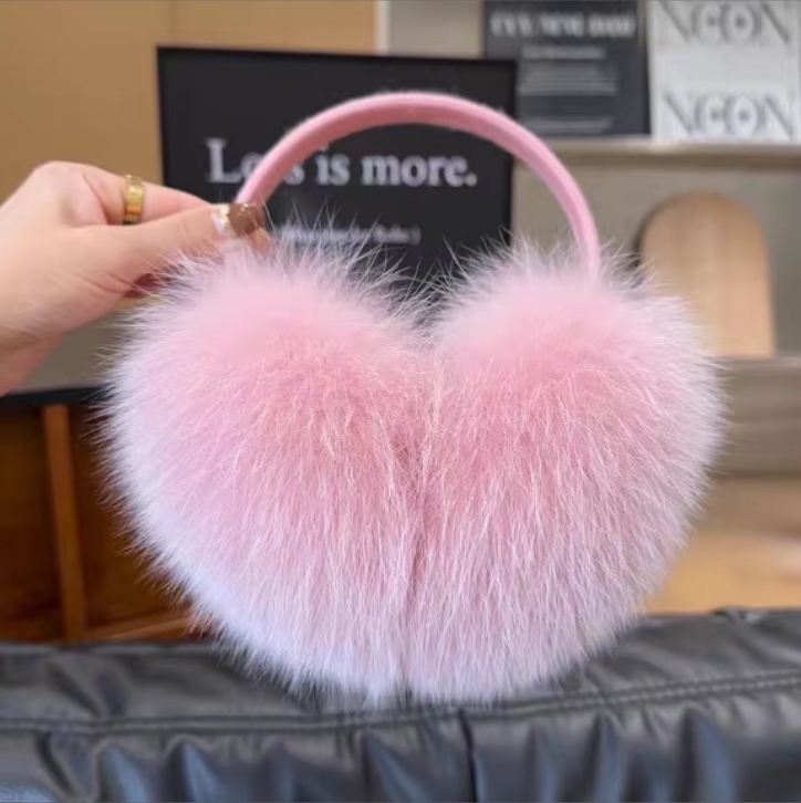 Real Natural 100% Fox Fur Earmuffs Luxury Adjustable Windproof Outdoor Cold Protection Ear Warmer for Girls Daily Winter Wear