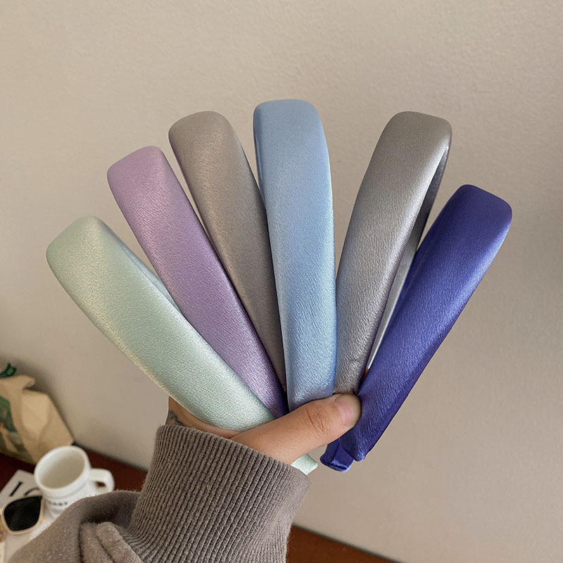 LRTOU Wholesale Hot Sale Women Hairband Wide Hair Accessories Satin Headwrap Solid Color Padded Sponge Headband for Women