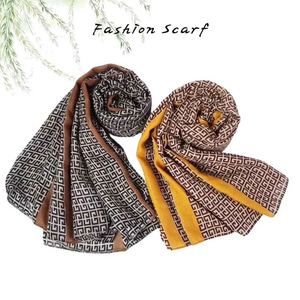 Elegant Soft Polyester Printed Hijab Scarf Muslim Headscarf Chiffon Snood for Women