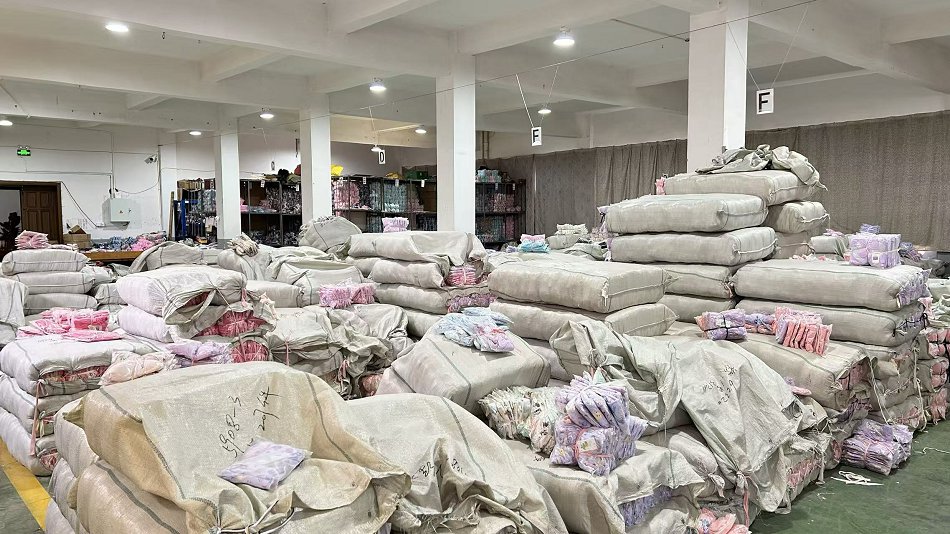 Organized warehouse storage system for finished fashion accessories ready for shipment