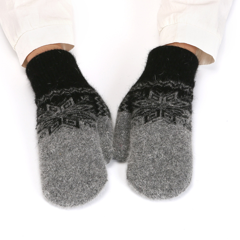 Winter Warm Mittens for Outdoor Cycling Cute Versatile Cold Weather Fleece Lined Knit Jacquard Thickened Mittens