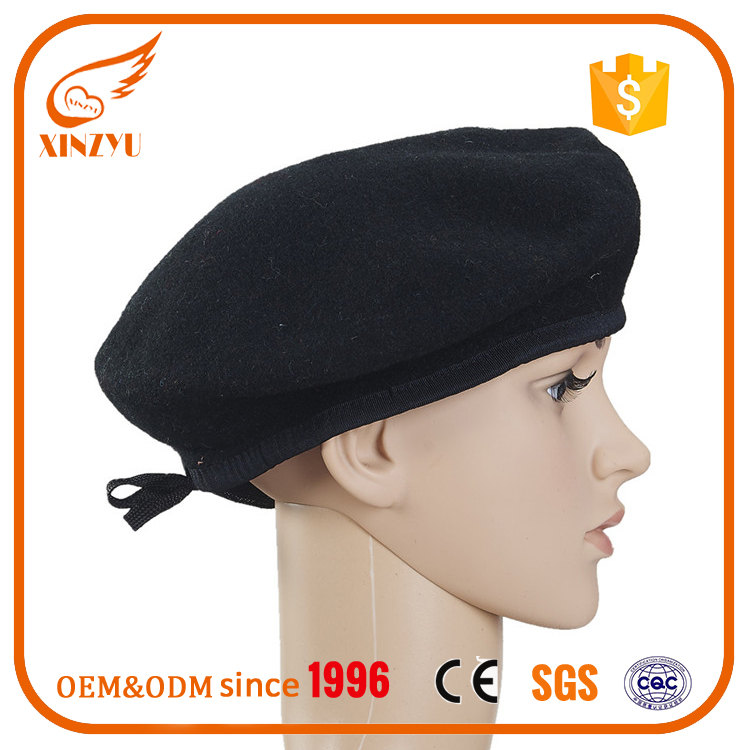 High Quality 100% Wool Cheap Black Berets Wholesale Beret Hat for Women