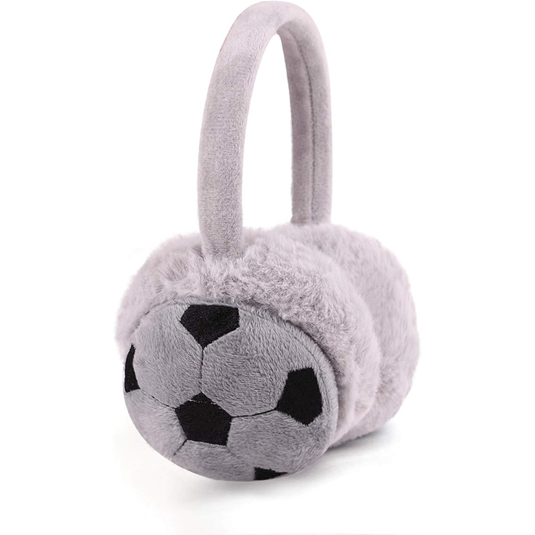 Boys Girls Cute Cartoon Football Winter Warm Earmuffs Soft Faux Fur Ear Warmers Kids Outdoor Thermal Plush Ear Muffs
