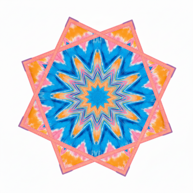 Hot Selling Custom Designed UV Reactive Rotating Flow Star UV Dapo Flow Star Spinning Cloth Square Scarf Handkerchief