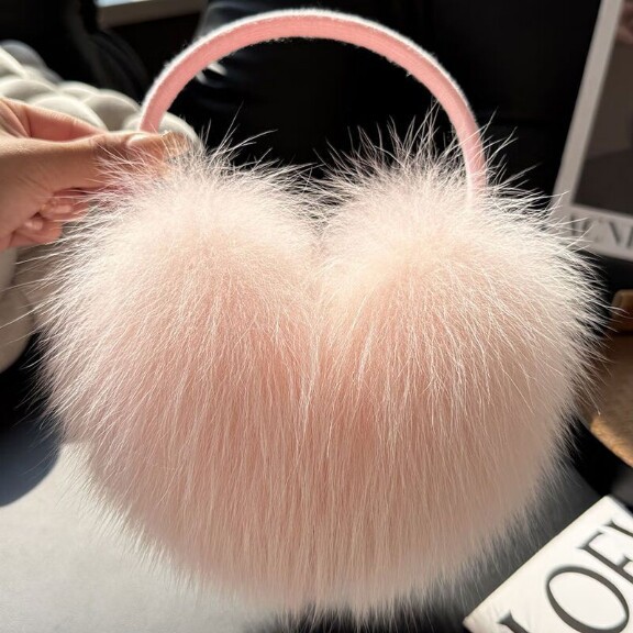 Real Natural 100% Fox Fur Earmuffs Luxury Adjustable Windproof Outdoor Cold Protection Ear Warmer for Girls Daily Winter Wear