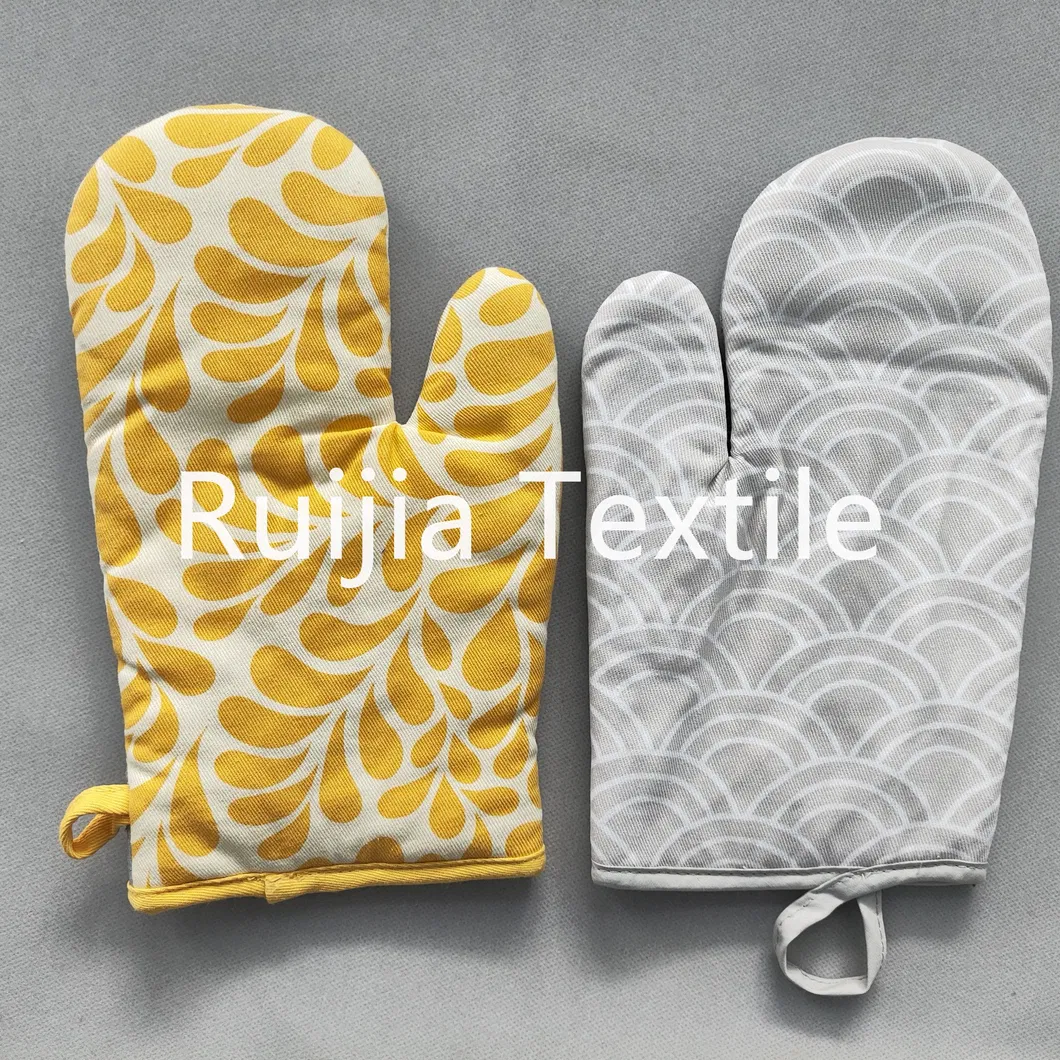 Silver Coated Heat Resistant Cotton Kitchen Oven Mitts Potholers Set Oven Gloves Factory
