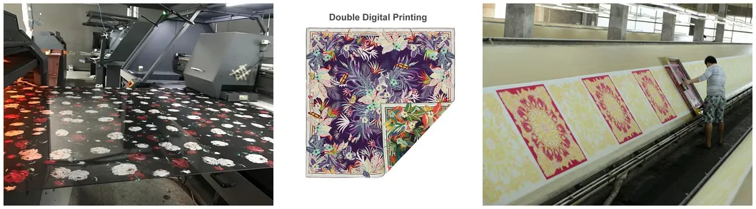 Manufacturer Double Digital Printing 100% Silk Lady Hand Rolled Silk Shawl with Handmade