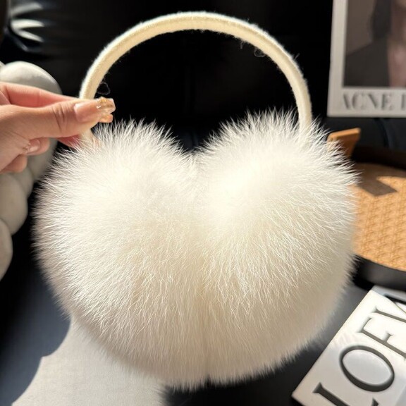 Real Natural 100% Fox Fur Earmuffs Luxury Adjustable Windproof Outdoor Cold Protection Ear Warmer for Girls Daily Winter Wear