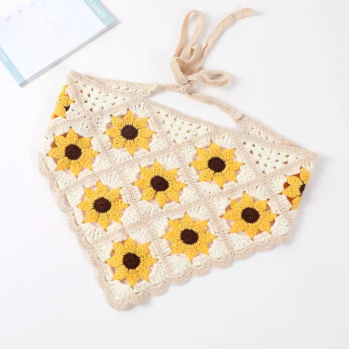Women Flower Headwrap DAISY Crochet Headband Head Kerchief Triangle Headscarf Lovely Bandana Hair Accessories