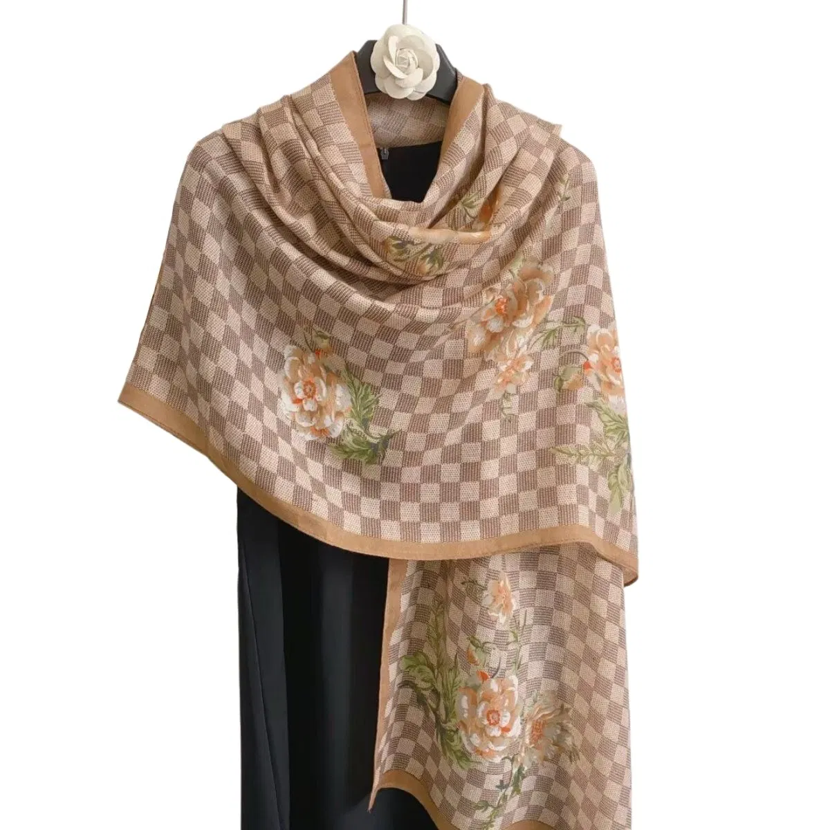 Elegant Floral Pattern Polyester Printed Scarf Stylish Lightweight Hijab Headband Chiffon Snood