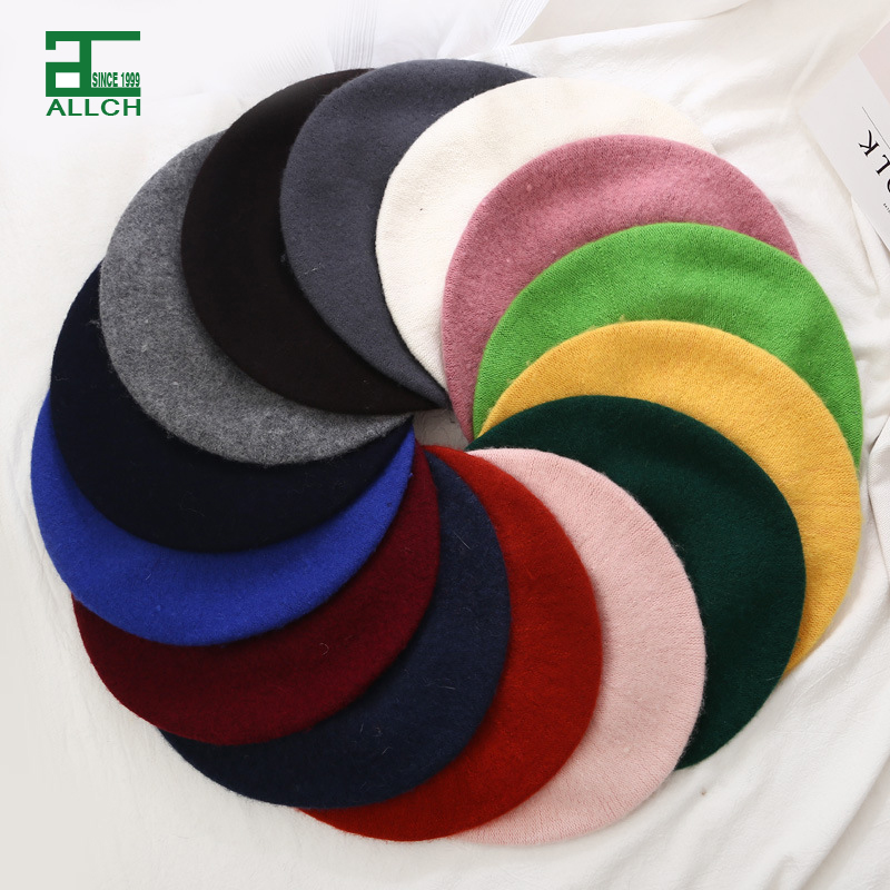 ALLCH Winter Wholesale Knit High Quality Fashion Beanie Beret Machine Knitted Warm Women Beret Hat Cap