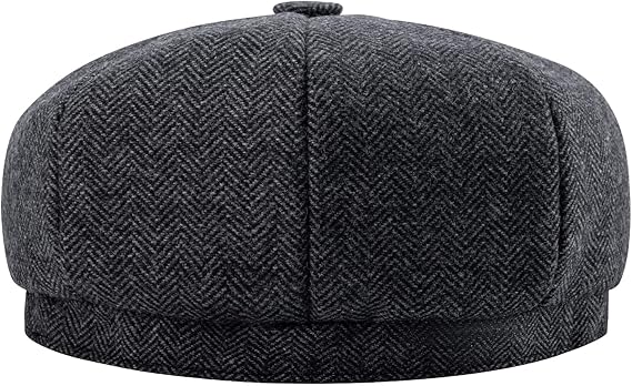 England Style Men High Quality 8 Panel Wool Blend Newsboy Flat Cap Herringbone Tweed Hat Soft Comfortable Elegant Beret Hat