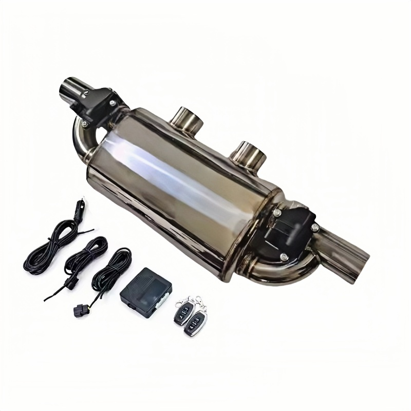 2.5/3.0-Inch T-Shaped Double Inlet/Outlet Electronic Valve Muffler Universal Stainless Steel Exhaust System for Automobiles