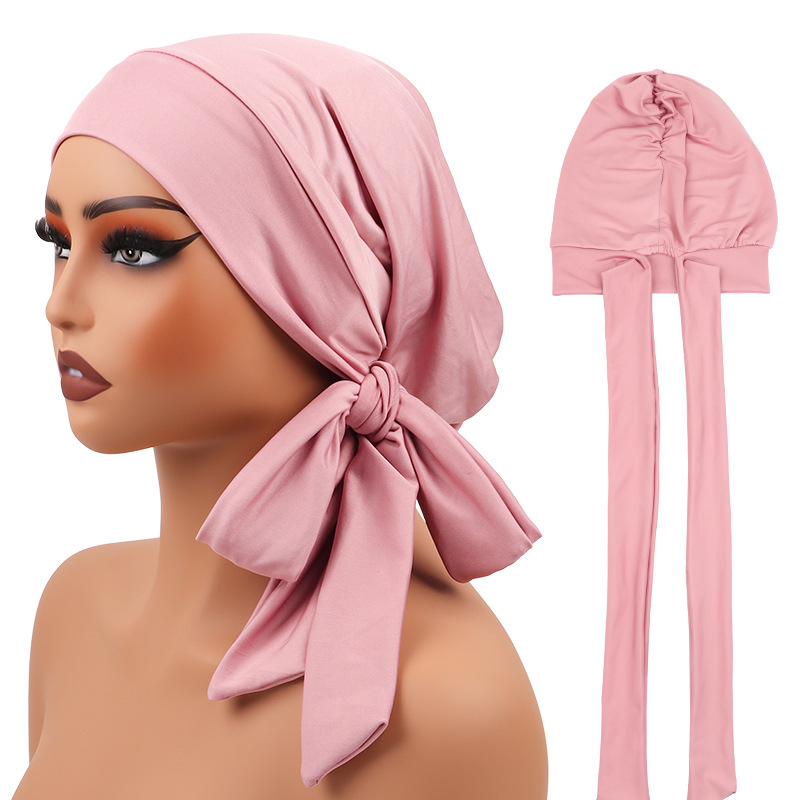 Women's Lightweight Chiffon Elegant Headwraps Hats Solid Pattern Turban Africain for Hair Headwear Turbans