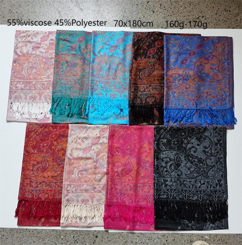 Hot Selling Europe Fashion Woman Custom Pashmina Shawl Headwrap for Women Woven Jacquard Elegant High Scarves &amp; Shawls