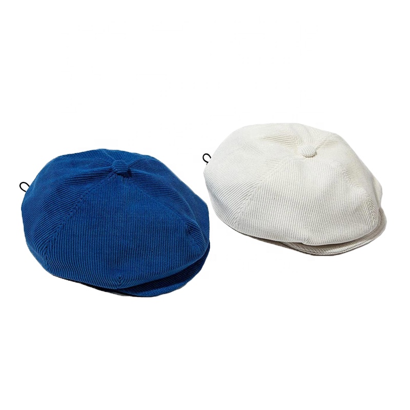 High Quality Curved Brim Adjustable Elegant Style Caps Custom Logo Knit Newsboy Ladies Beret Hats