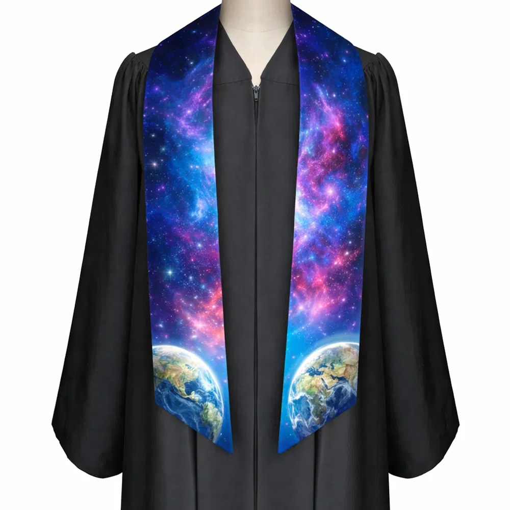 Sublimation Printed Graduation Stole Custom Logo on Lightweight Satin Fabric