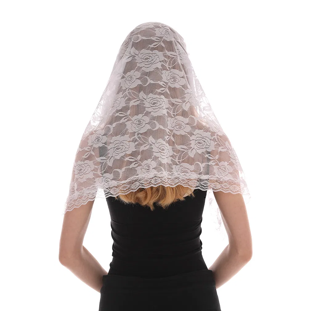 Bridal Lace Hijab Mass Prayer Headdress Veil Short Veil Shawl Single Layer Veil Shawl