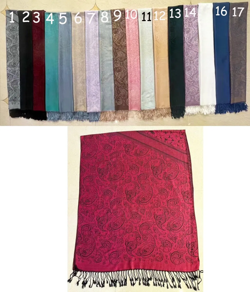 New Coming Manufacturer Jacquard Paisley Floral Soft 100%Viscose Long Pashmina Stole