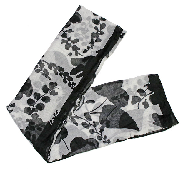 Women′ S Accessories Black Flowers Long Scarf 2022 Autumn Shawl Soft Polyester Muslim